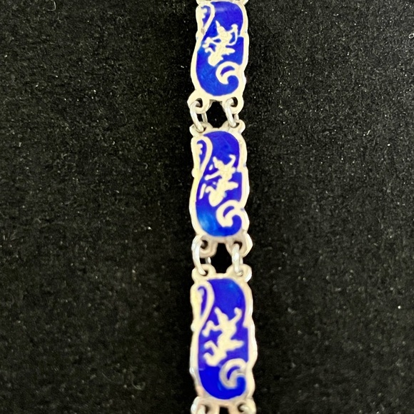 Vintage Siam dancer sterling silver cobalt blue bracelet. - Picture 4 of 4
